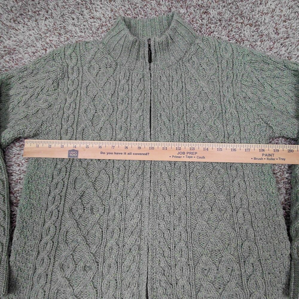 Inis Crafts Sweater Womens Large Cable Knit Fisherman Merino Wool Full Zip - Picture 4 of 5
